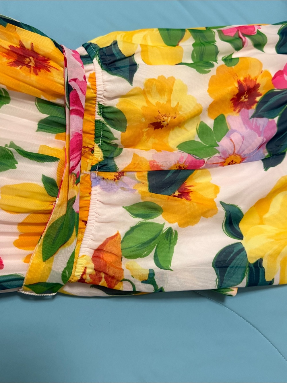 Floral Pleated Wrap Dress - Pink & Yellow - Picture 4 of 10